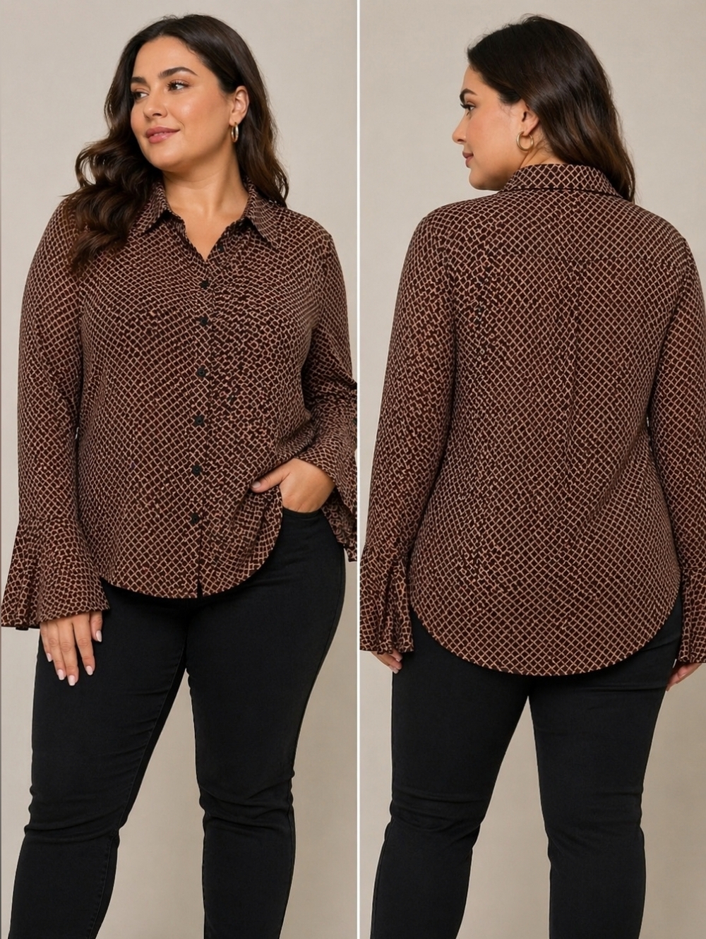Apt. 9 Geometric Button Down Top